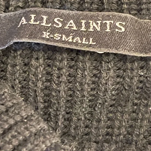 AllSaints black zip funnel neck wool blend sweater - Picture 5 of 10
